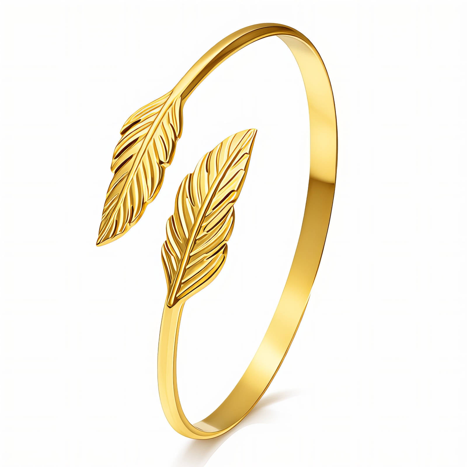 Leaves Bracelet, 18K Gold Plated Steel