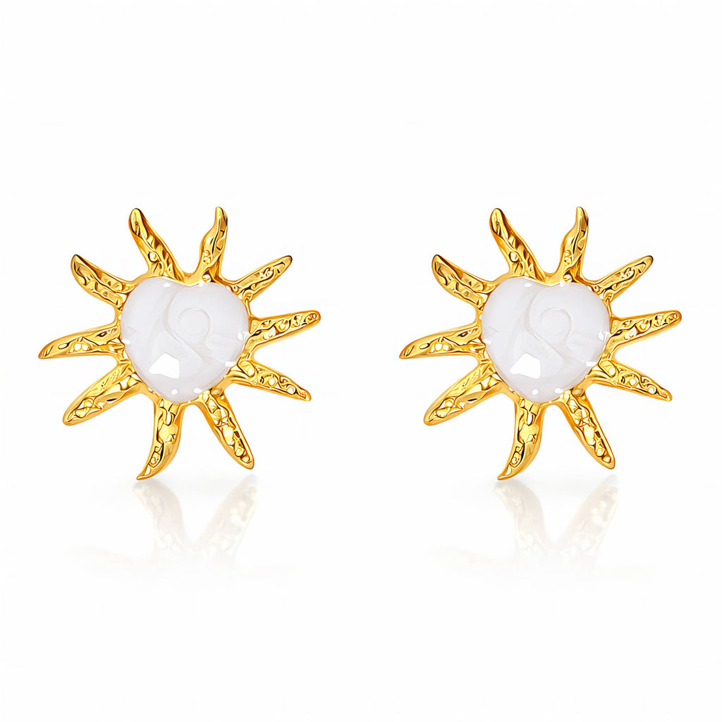 Sun Earrings, 18K Gold Plated Steel