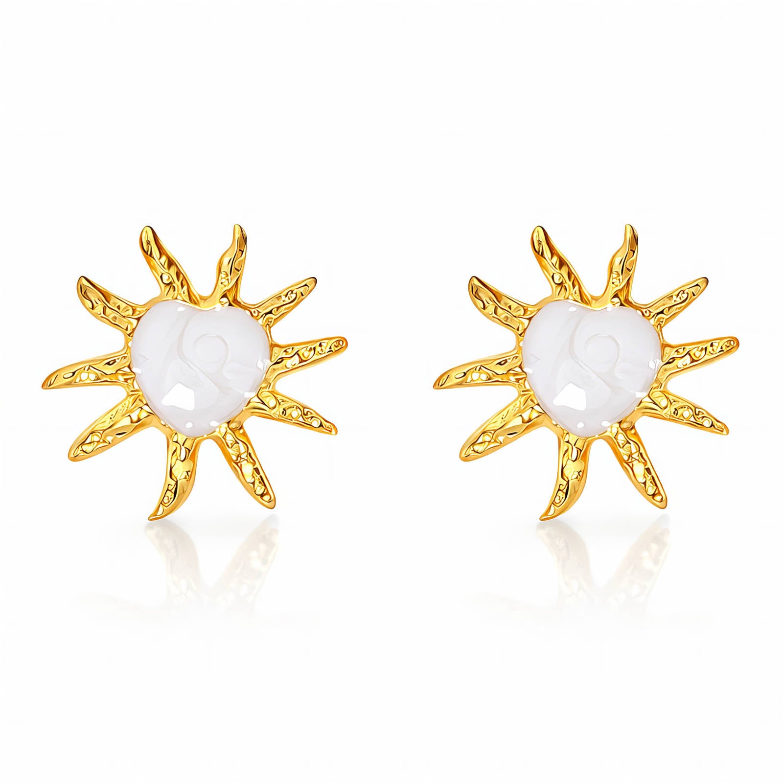 Sun Earrings, 18K Gold Plated Steel