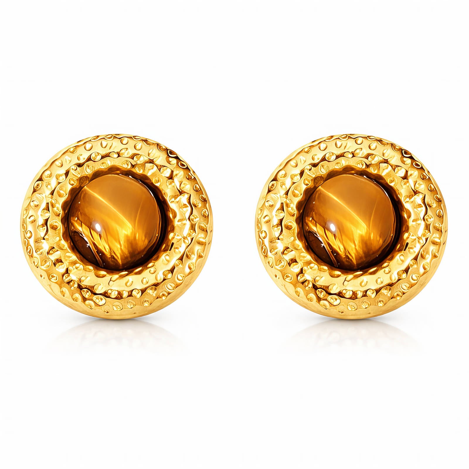 Flowers Earrings, 18K Gold Plated Steel