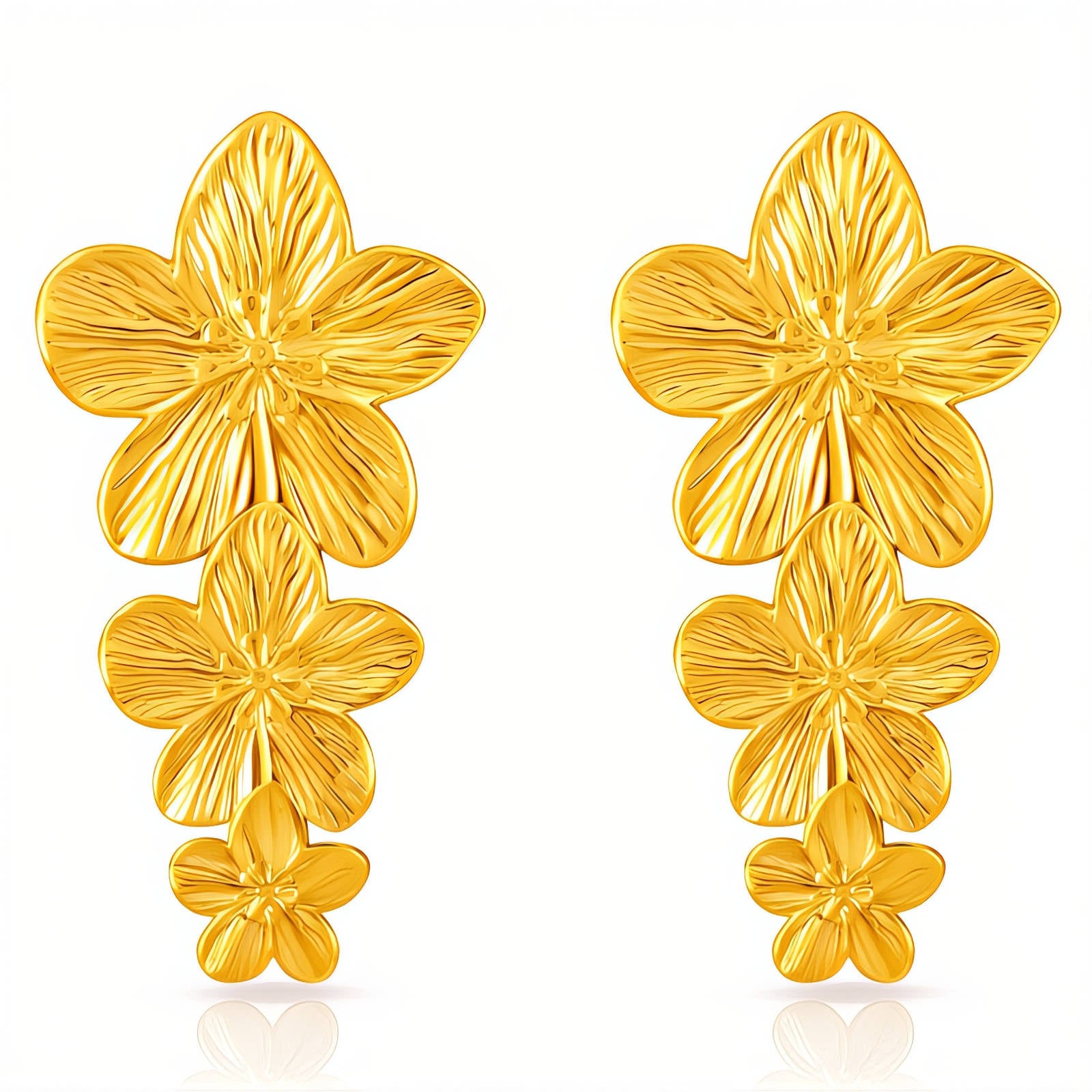 Flowers Earrings, 18K Gold Plated Steel