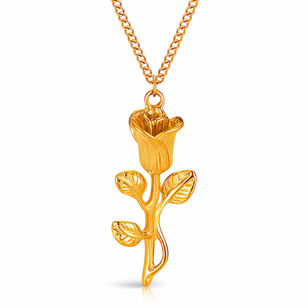 Flower Necklace, 18K Gold Plated Steel