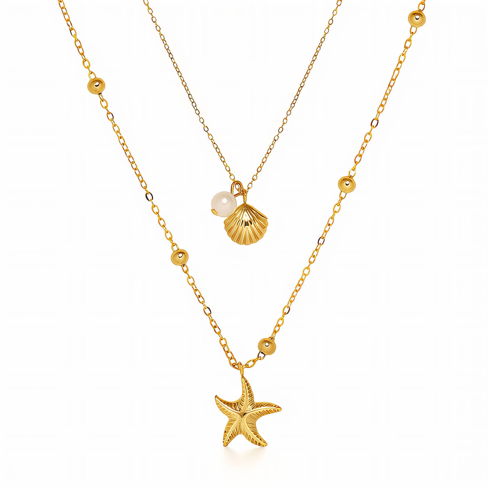 Necklace, 18K Gold Plated Steel
