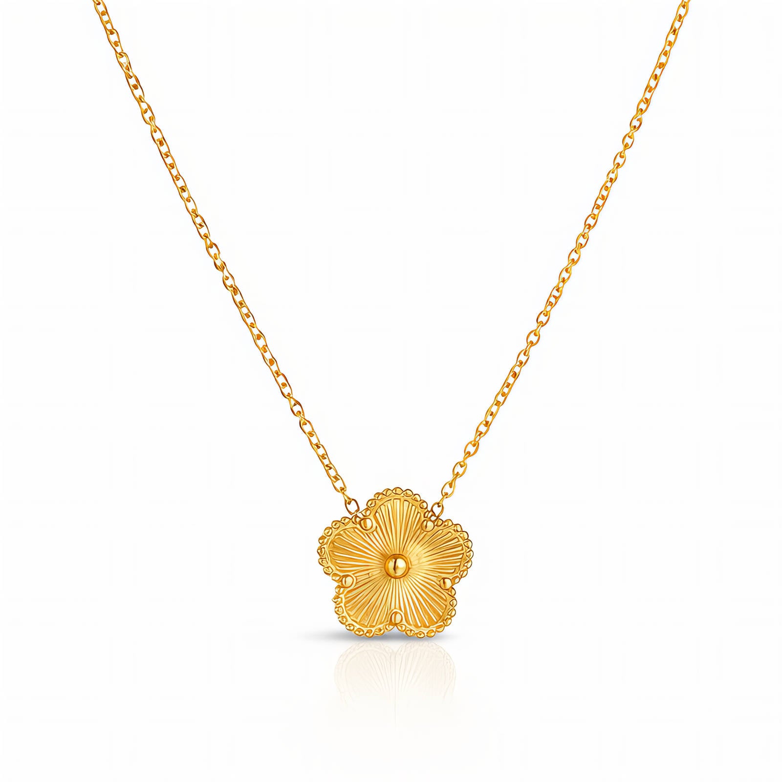 Flower Necklace, 18K Gold Plated Steel