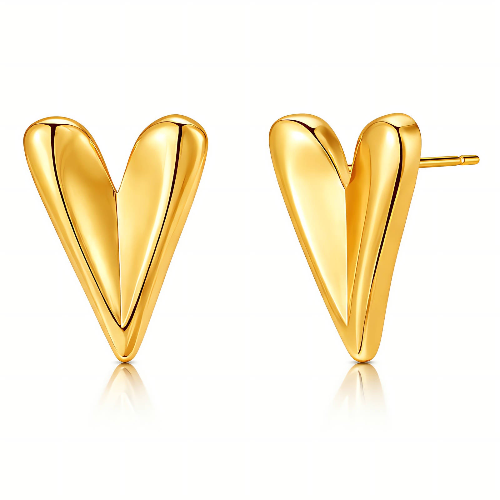 Hearts Earrings, 18K Gold Plated Steel