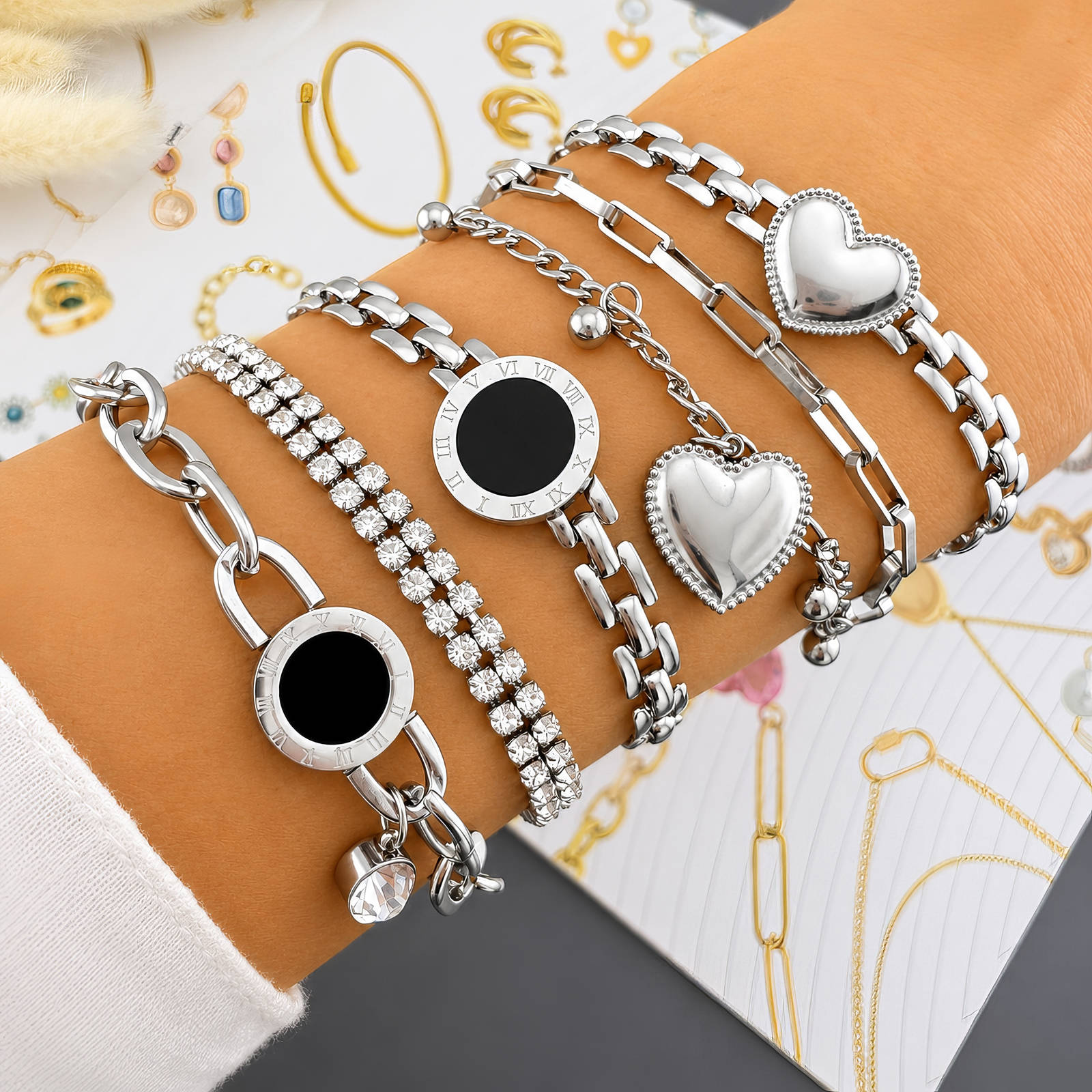Hearts Bracelet, Stainless Steel
