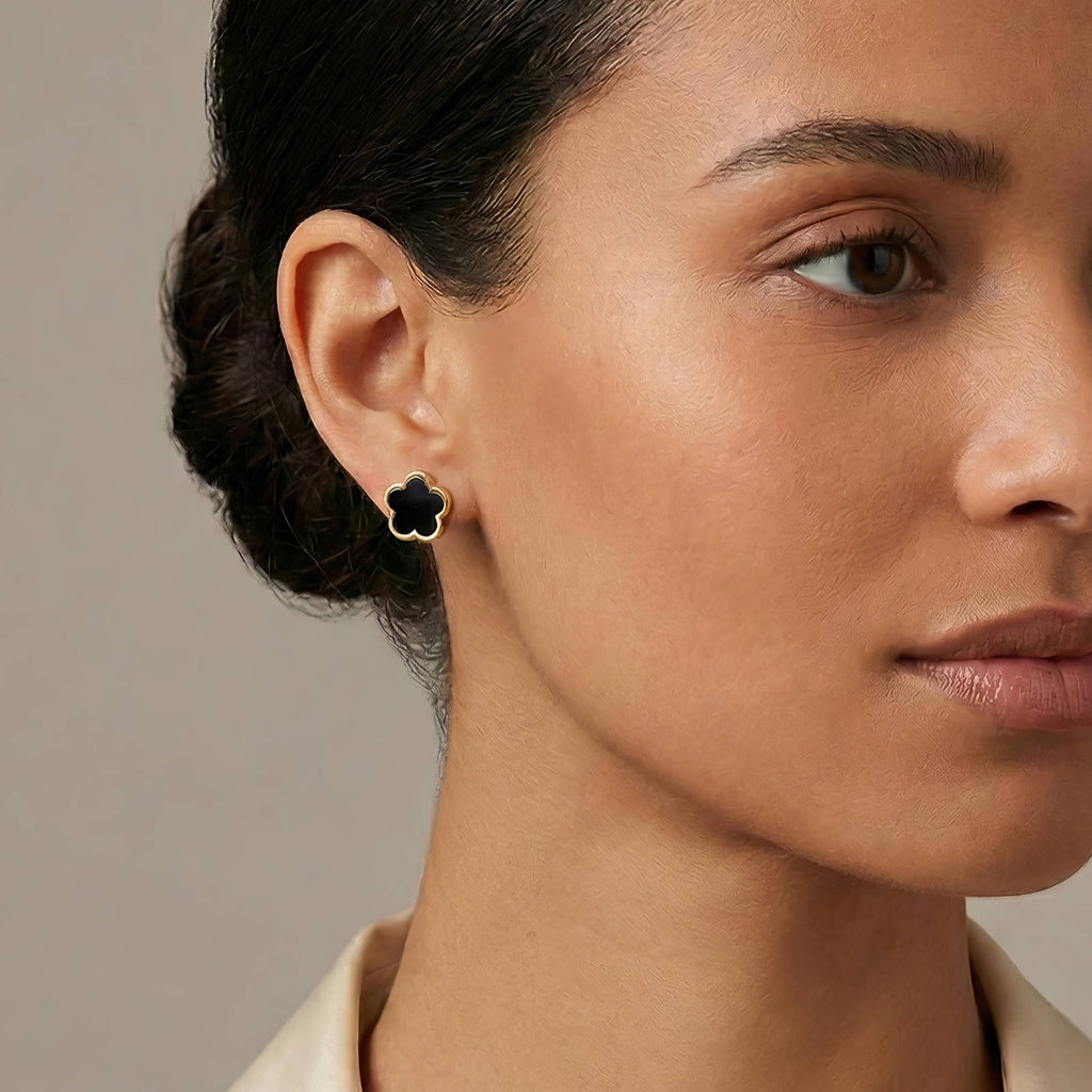 Chic Two-Tone Inlay Floral Earrings