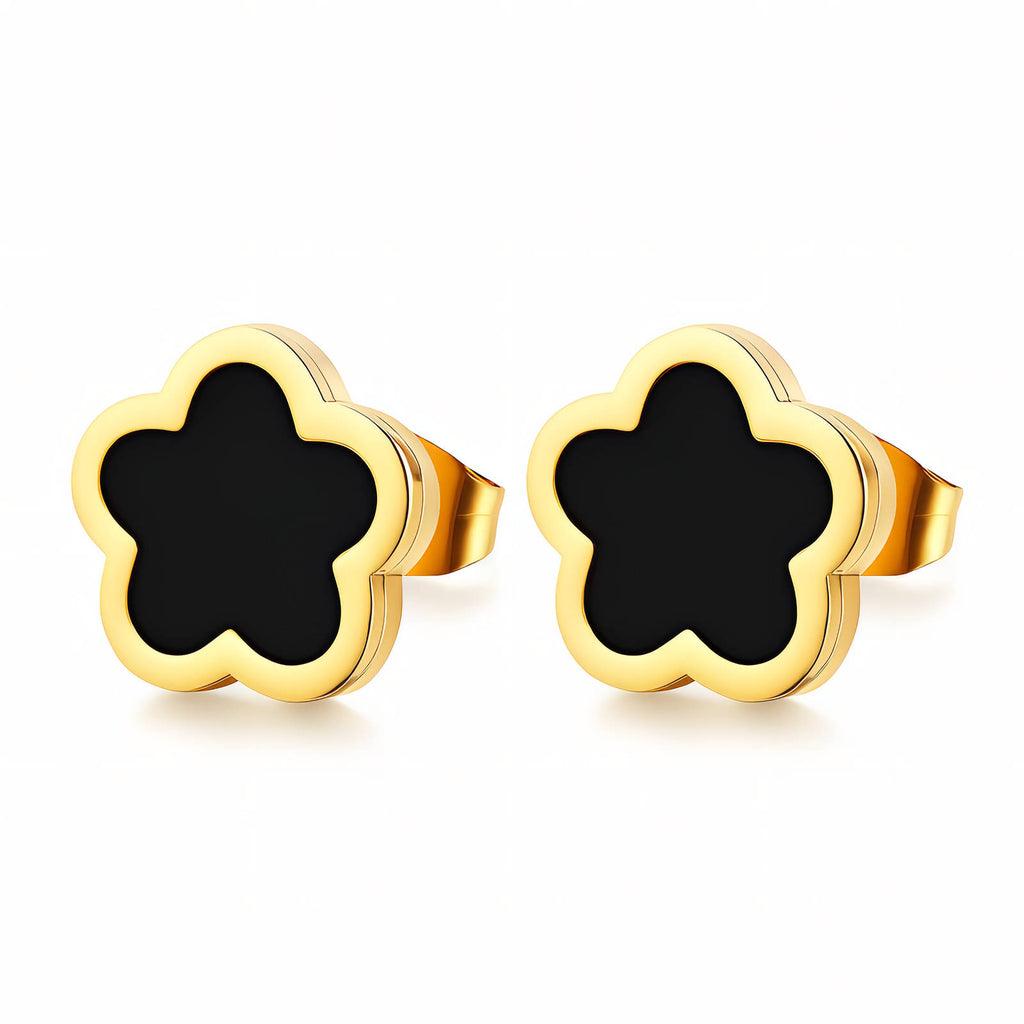 Chic Two-Tone Inlay Floral Earrings