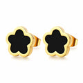 Chic Two-Tone Inlay Floral Earrings