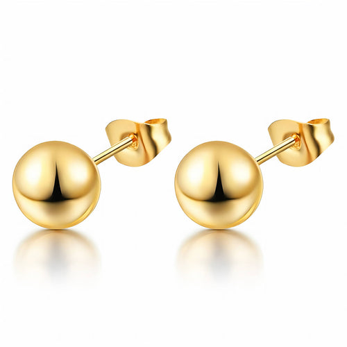 Classic Gold Ball Stud Waterproof Gold Earrings for Women by VYRA Jewellery - waterproof tarnish-resistant gold earrings