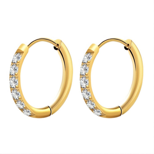 Classic Gold Pavé Hoop Waterproof Gold Earrings for Women by VYRA Jewellery - waterproof tarnish-resistant gold earrings