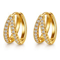 Double Twist Crystal Huggie Waterproof Gold Earrings for Women by VYRA Jewellery - waterproof tarnish-resistant gold earrings