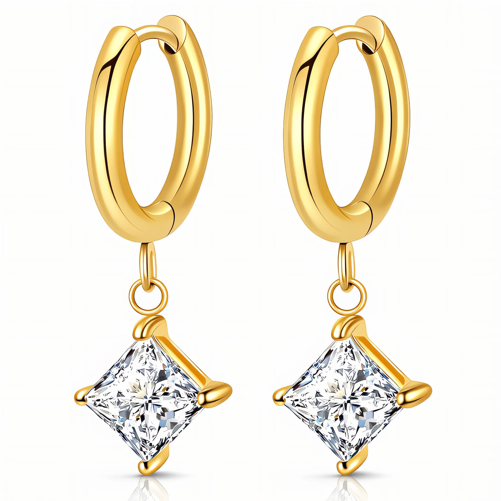 Earrings, 18K Gold Plated Steel
