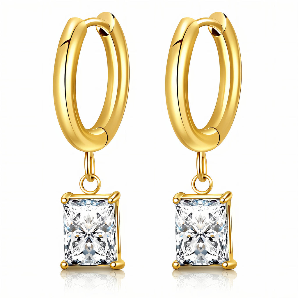 Earrings, 18K Gold Plated Steel