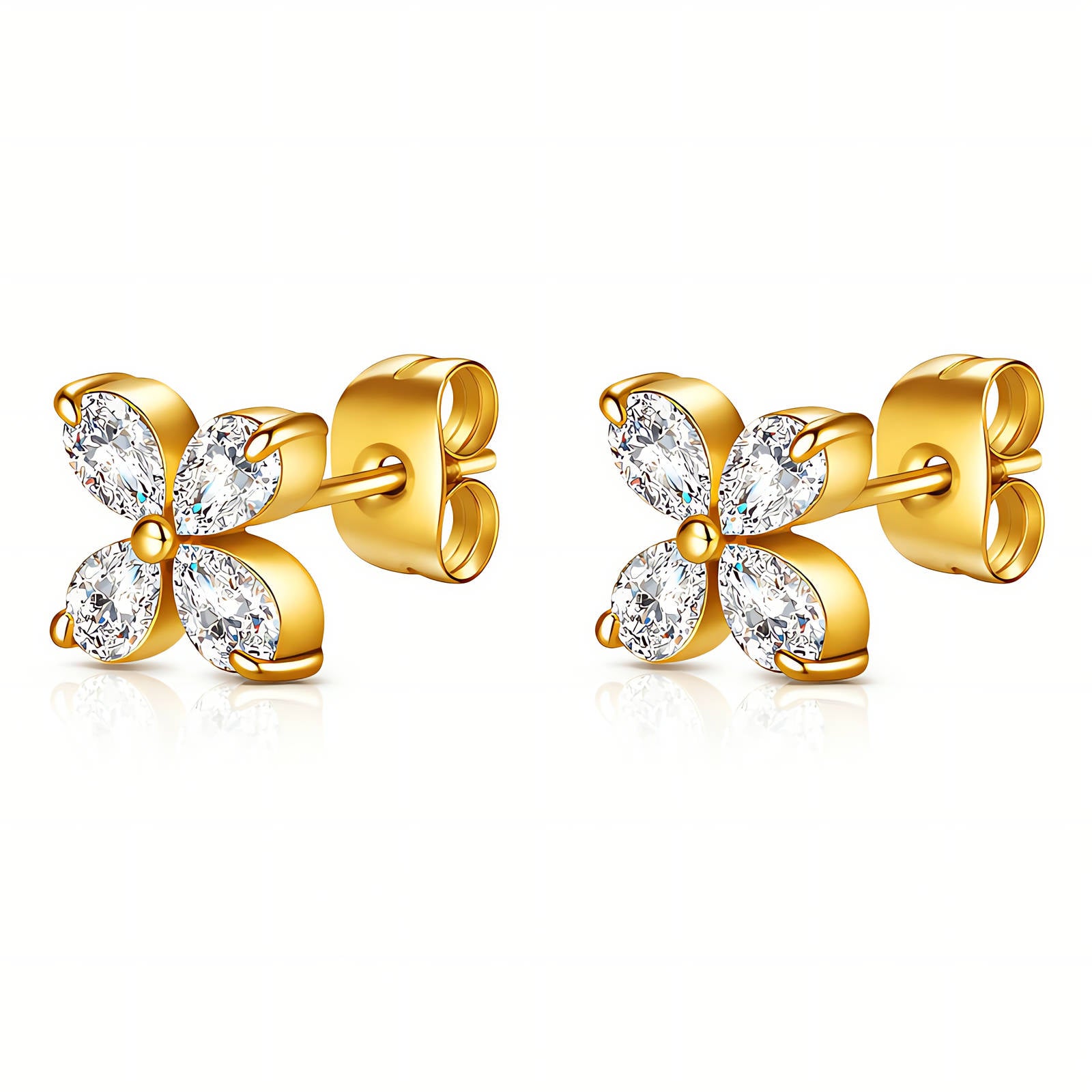 VYRA Waterproof Gold Flower Stud Earrings - tarnish-free hypoallergenic jewellery NZ AU
