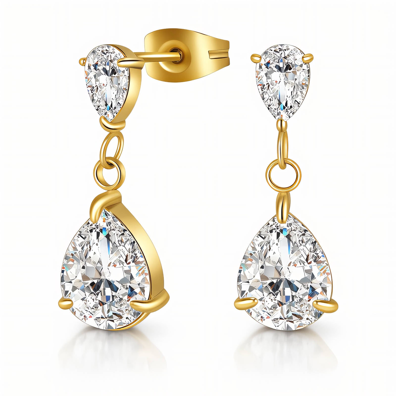 VYRA Waterproof Gold Drop Stud Earrings - tarnish-free hypoallergenic jewellery NZ AU