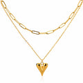 Heart Necklace, 18K Gold Plated Steel