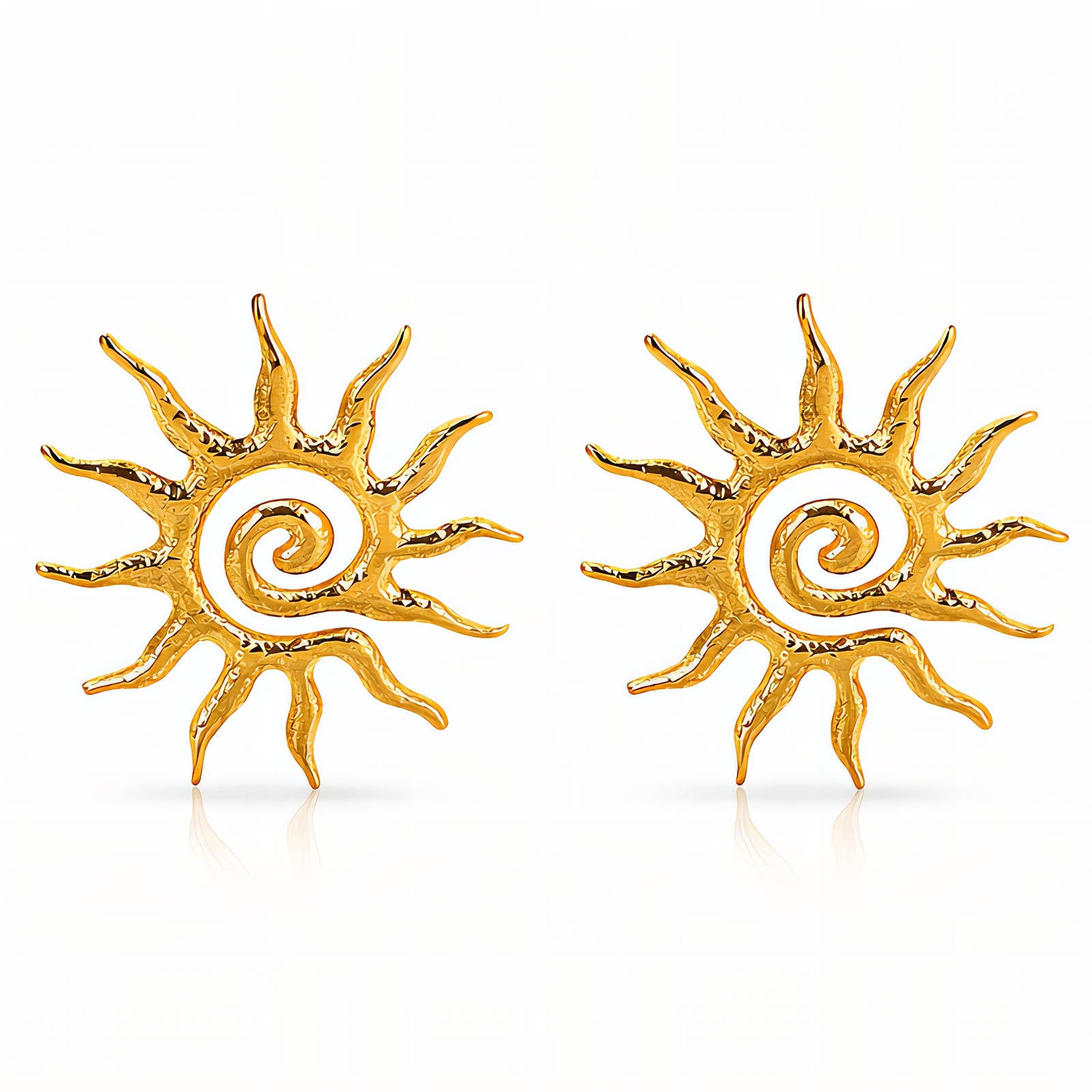 Sun Earrings, 18K Gold Plated Steel