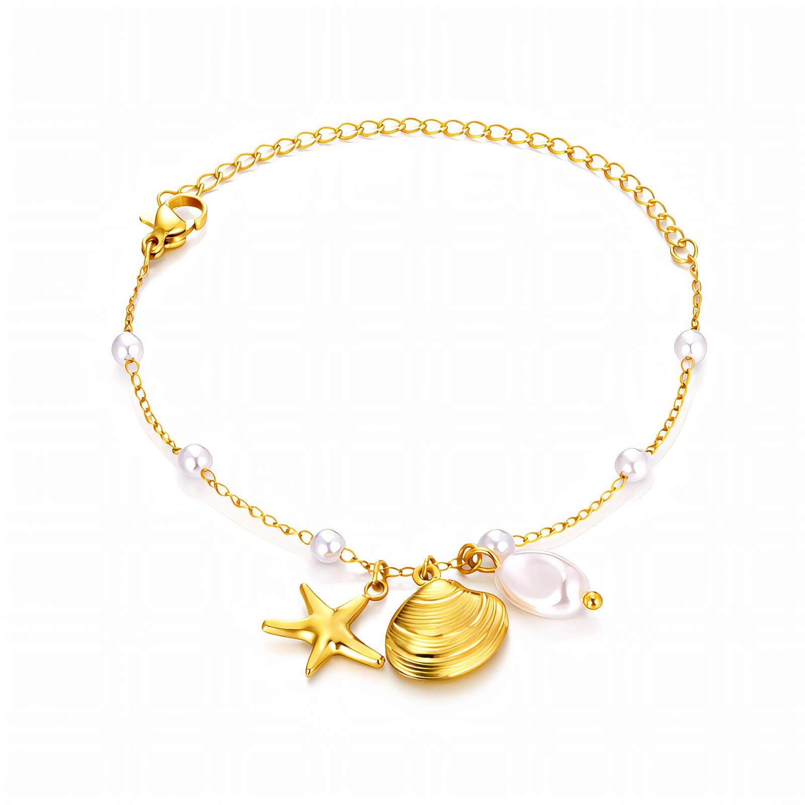 Marina Seashell Charm Waterproof Gold Bracelet for Women
