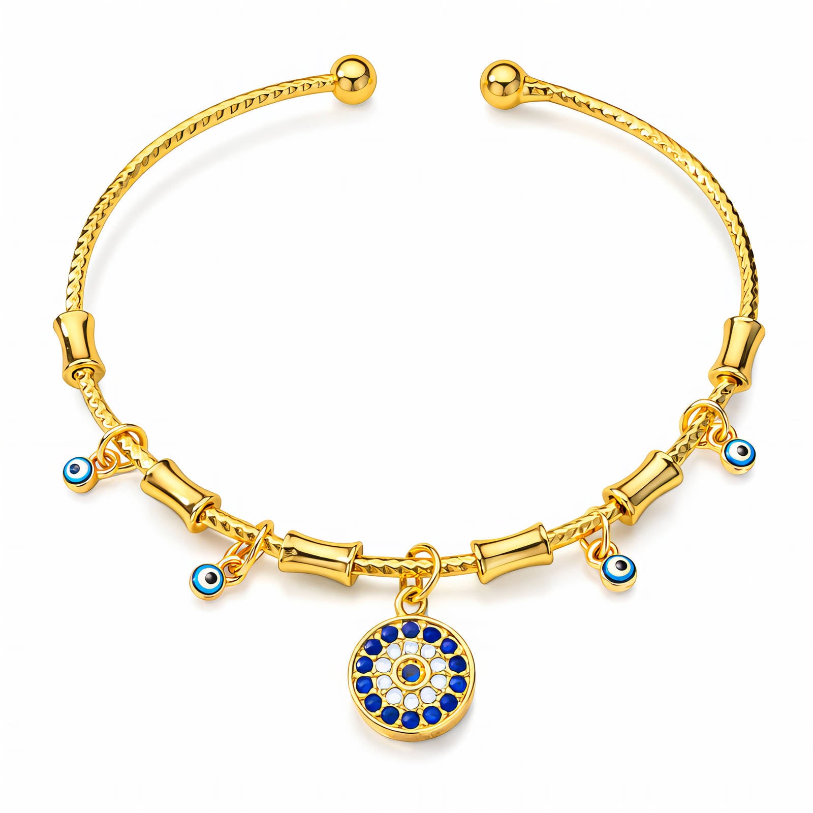 Evil Eyes Bracelet, 18K Gold Plated Steel