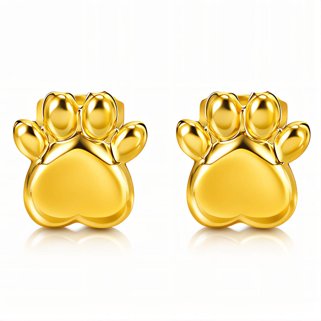 Cat Paws Earrings, 18K Gold Plated Steel