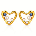 Hearts Earrings, 18K Gold Plated Steel