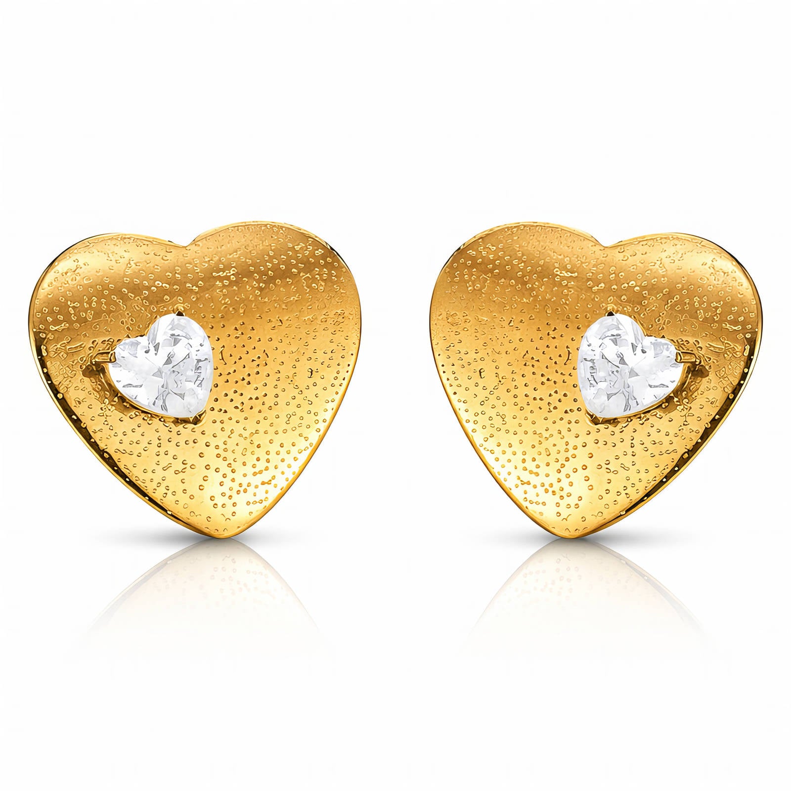 Hearts Earrings, 18K Gold Plated Brass