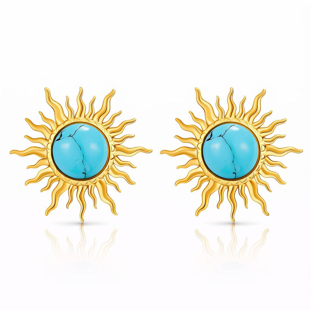 Suns Earrings, 18K Gold Plated Steel