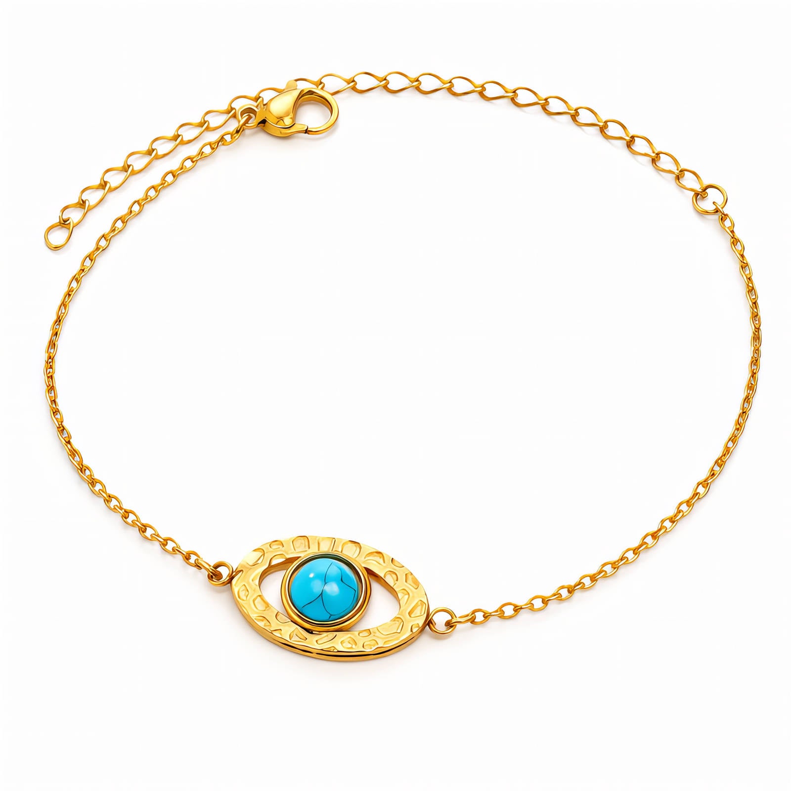 Evil Eye Bracelet, 18K Gold Plated Steel