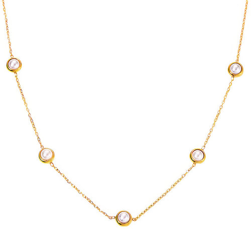 Gold Pearl Necklace - waterproof tarnish-free hypoallergenic necklace by VYRA