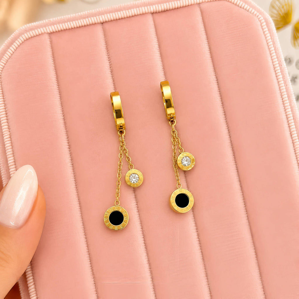 Earrings, 18K Gold Plated Steel