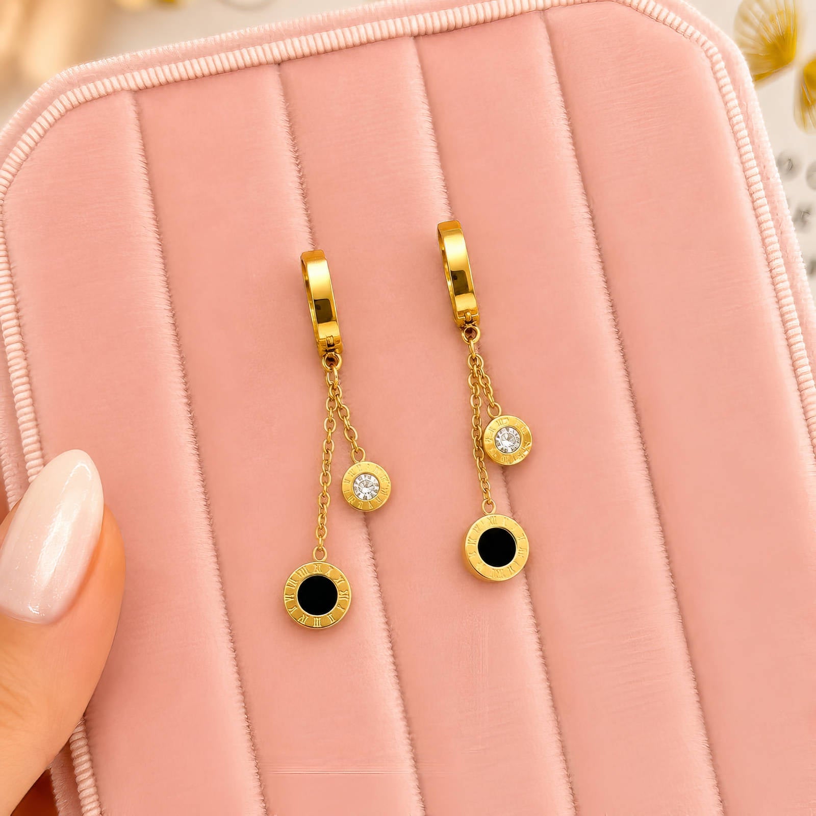Earrings, 18K Gold Plated Steel