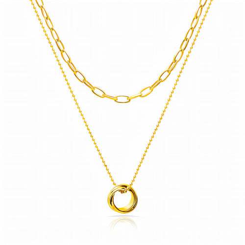 Cleo Interlocking Loop Duo Waterproof Gold Necklace for Women by VYRA Jewellery - waterproof tarnish-resistant gold necklace
