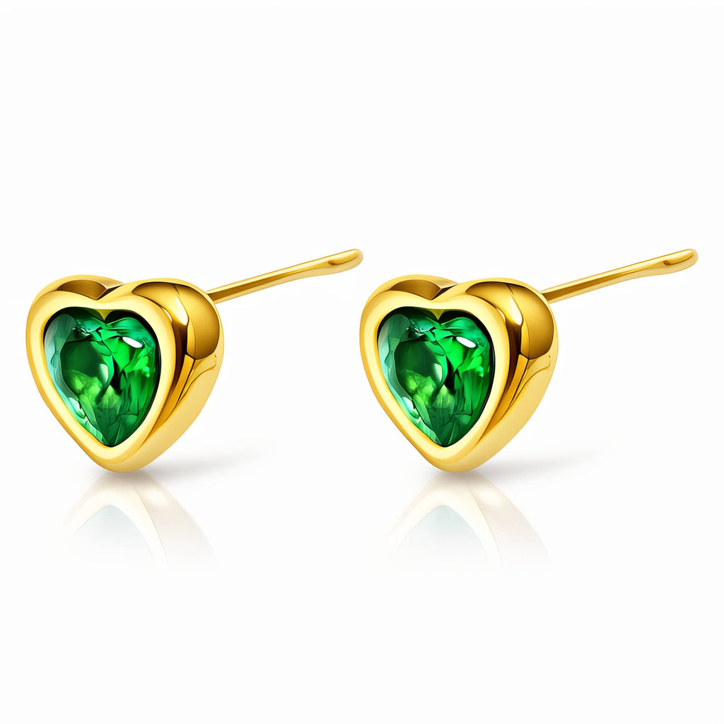 Hearts Earrings, 18K Gold Plated Steel