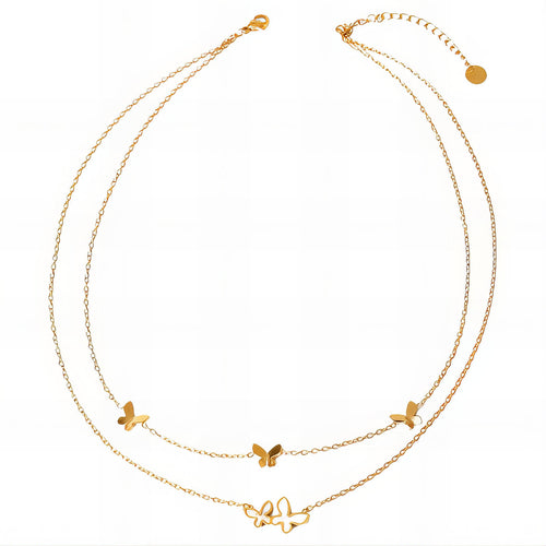 Gold Butterflies Necklace - waterproof tarnish-free hypoallergenic necklace by VYRA