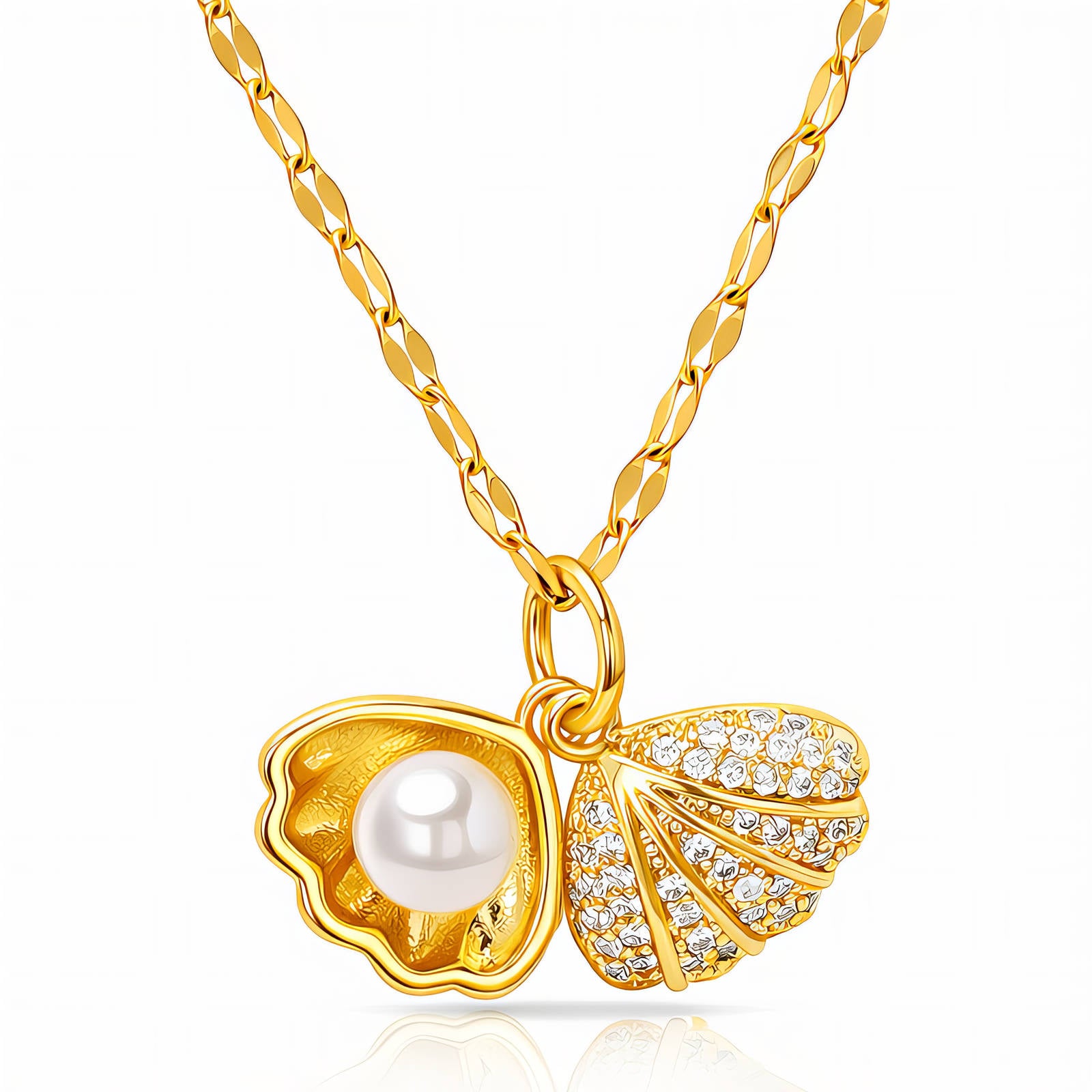 18k Gold Mermaid Shell Necklace