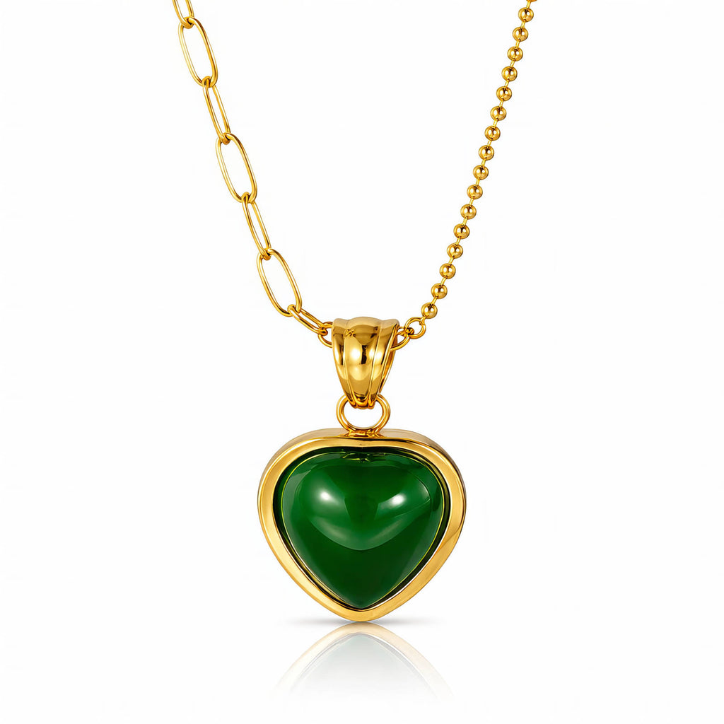 Heart Necklace, 18K Gold Plated Steel