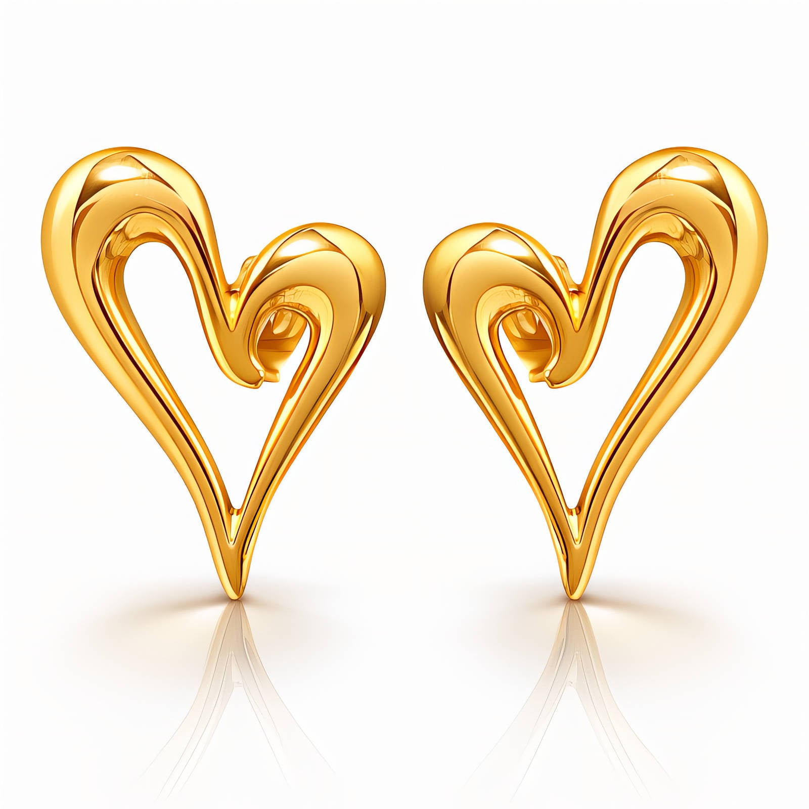 Hearts Earrings, 18K Gold Plated Steel