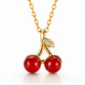 Cherry Necklace, 18K Gold Plated Steel
