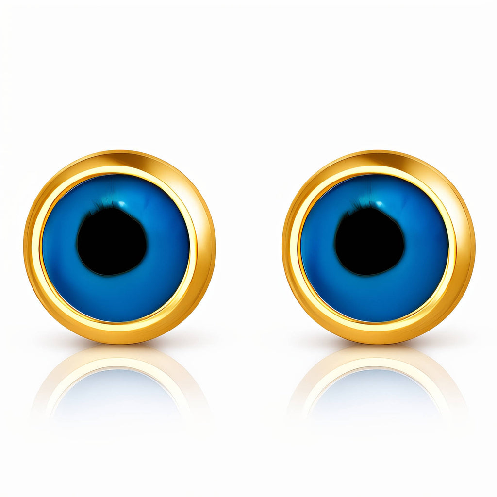 Evil Eyes Earrings, 18K Gold Plated Steel