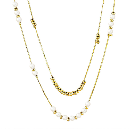 Cleo Tiered Pearl Accent Strand Waterproof Gold Necklace for Women by VYRA Jewellery - waterproof tarnish-resistant gold necklace