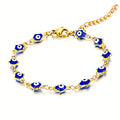 Evil Eyes Bracelet, 18K Gold Plated Steel