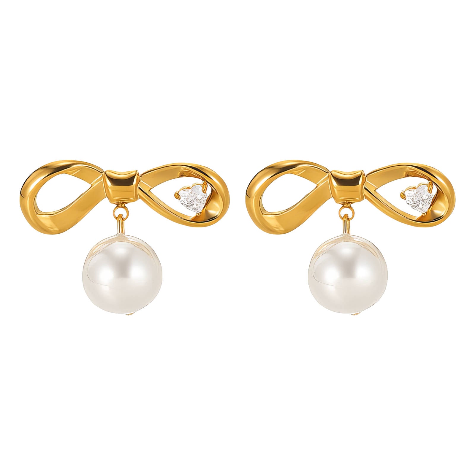 Bows Earrings, 18K Gold Plated Steel