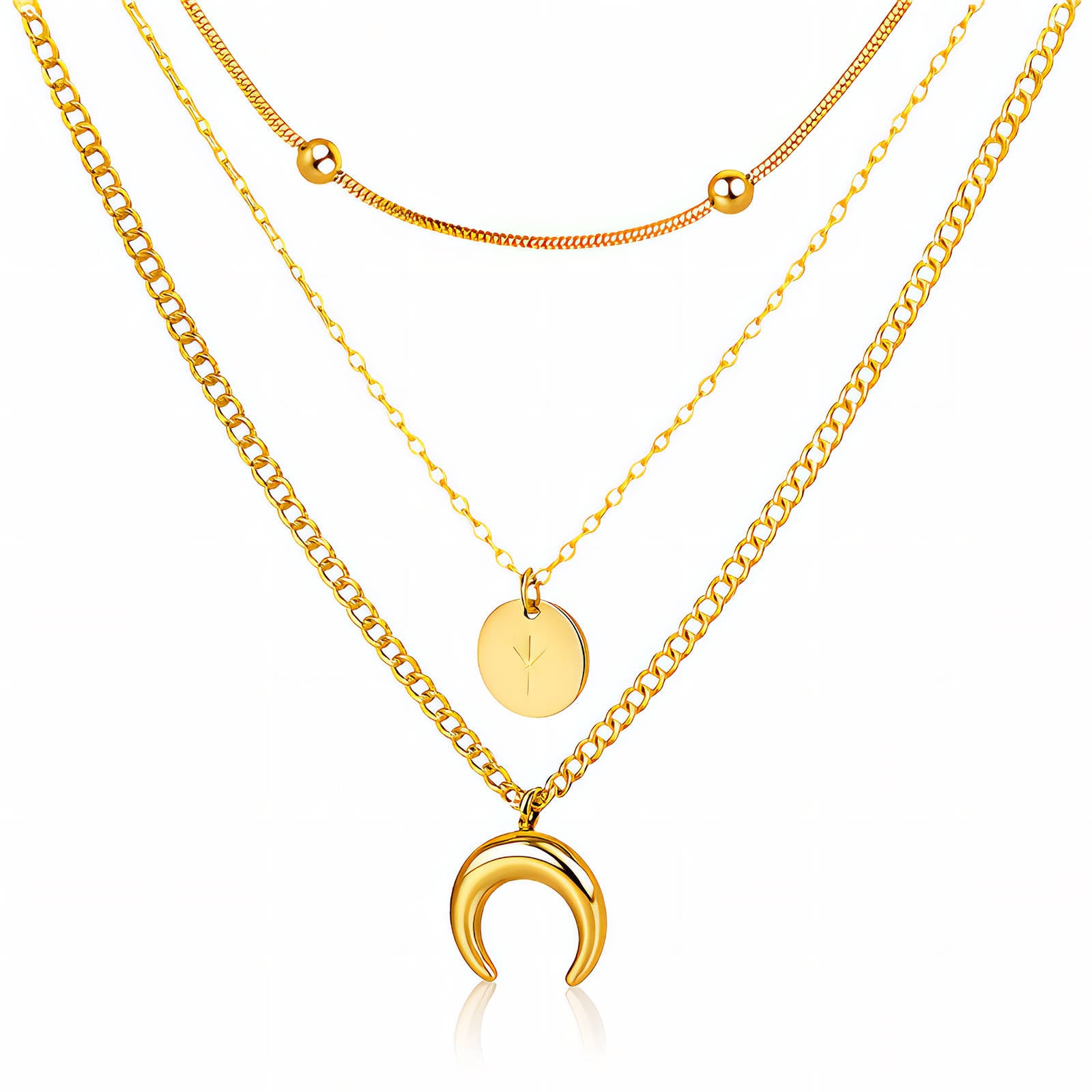 Gold Crescent and Star Necklace - waterproof tarnish-free hypoallergenic necklace by VYRA