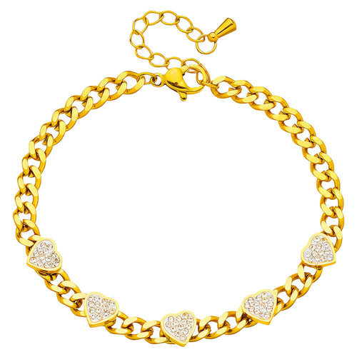 Amora 18K gold plated crystal heart chain bracelet by VYRA