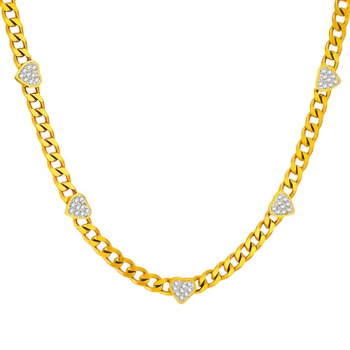 Amora 18K gold plated crystal heart chain necklace by VYRA