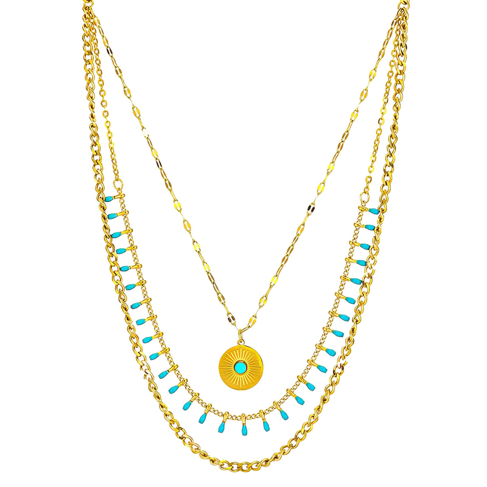 Necklace, 18K Gold Plated Steel