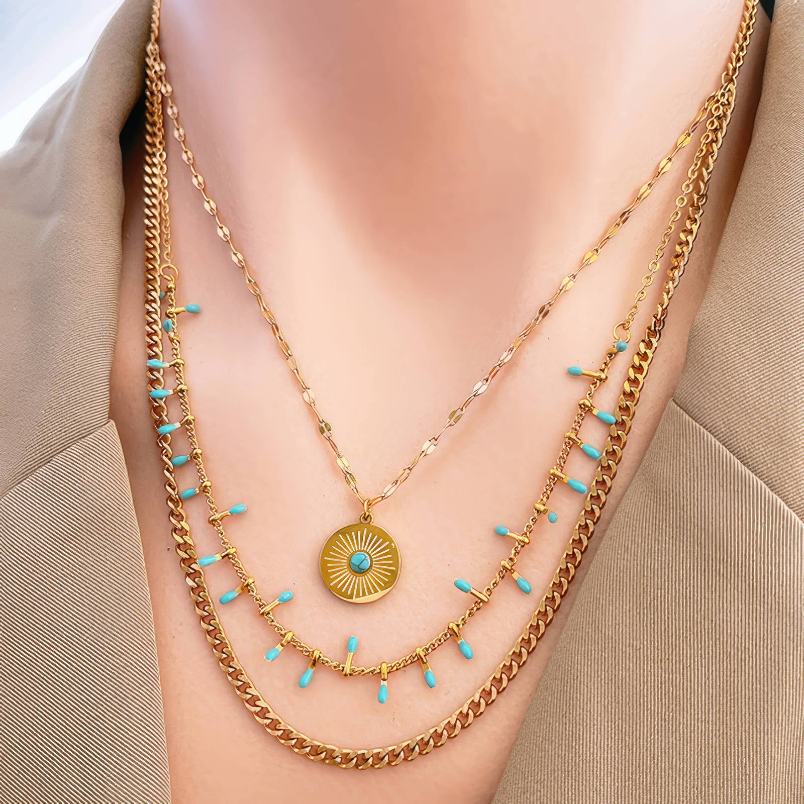 Necklace, 18K Gold Plated Steel