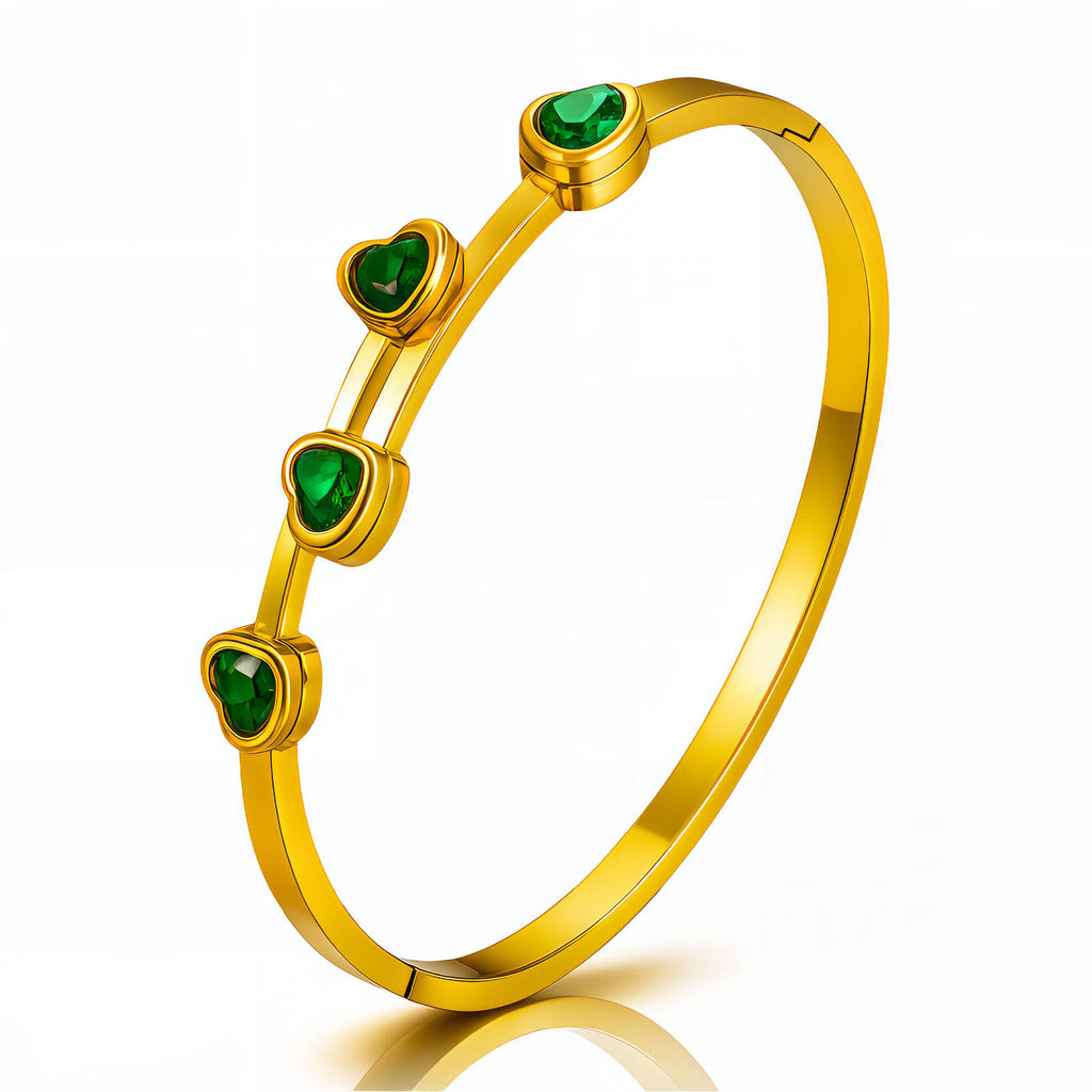Hearts Bracelet, 18K Gold Plated Steel