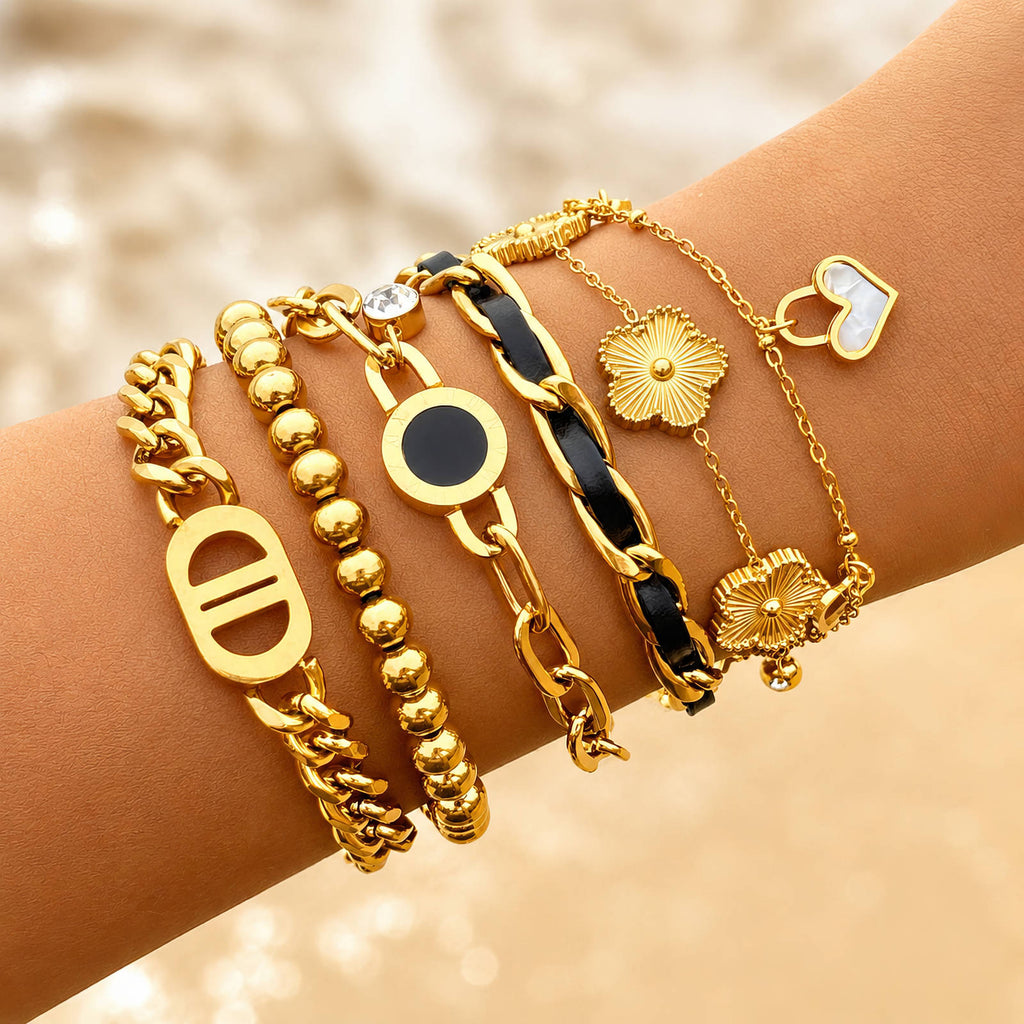 Bracelet, 18K Gold Plated Steel